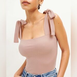 Reformation Canyon Tie Strap Knit Tank in Blush